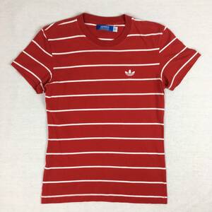 adidas Originals アディダス オリジナルス Ｔシャツ レッド/ホワイト ボーダー XSサイズ トレフォイル