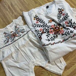 親子リンクコーデ お揃い 刺繍 授乳口付き 親子セット