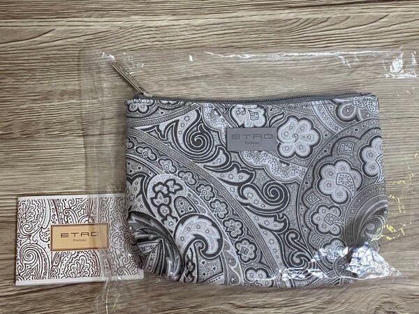 ☆再出品☆○JAL国際線ファーストクラスノベルティ・ETROアメニティポーチ※マチ有り※白グレーB※値下げ不可