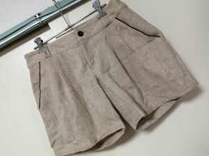 jjyk8-16 ■ B.L.U.E. ■ ショートパンツ ボトムス ツイード ベージュ ウール混 M