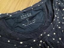 jjyk8-63 ■ shuca GLOBAL WORK ■ シュカ グローバルワーク Tシャツ カットソー トップス 七分袖 星柄 コットン 紺 ネイビー L_画像9