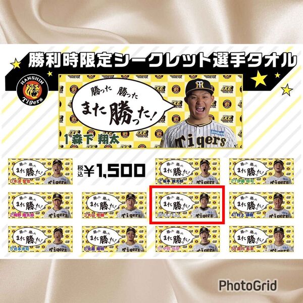 阪神タイガース 才木浩人選手 勝利時限定シークレット タオル 「勝った勝ったまた勝った」