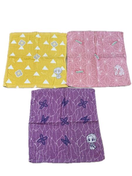 鬼滅の刃 ミニタオル 3枚セット中古