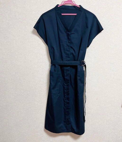 半袖 ワンピース ネイビー レディース