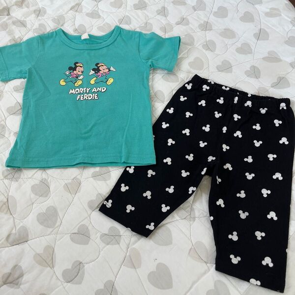 【値下げ】ディズニー 半袖 セットアップ パジャマ 100 ミッキー