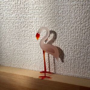 フラミンゴ 和ガラス ガラス細工 デッドストック 当時物 ピンク