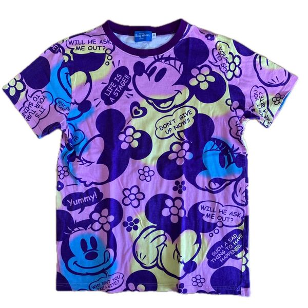ディズニーリゾート ミッキーマウス 半袖Tシャツ パープル 美品 古着