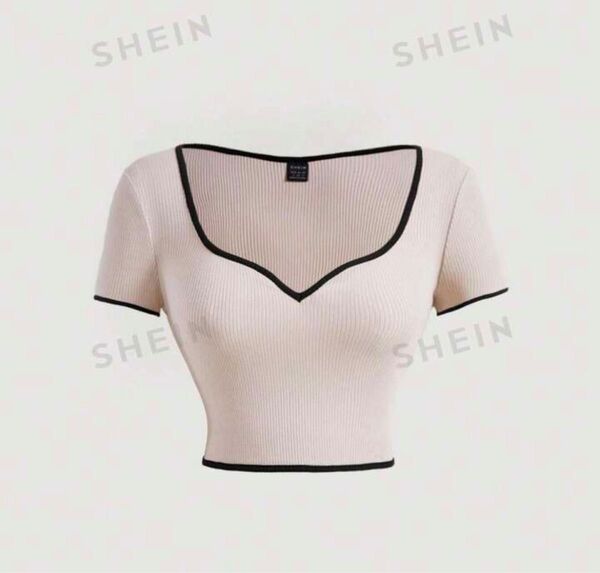 SHEIN MOD コントラストバインディング クロップシャツ