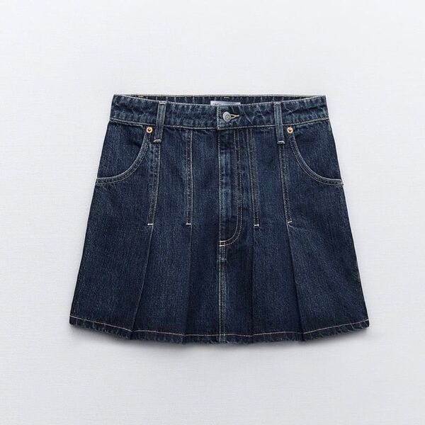 ZARA|TRF デニム プリーツスカート XS