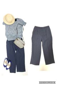  beautiful goods Pinky & Diane 38 stripe pants navy 