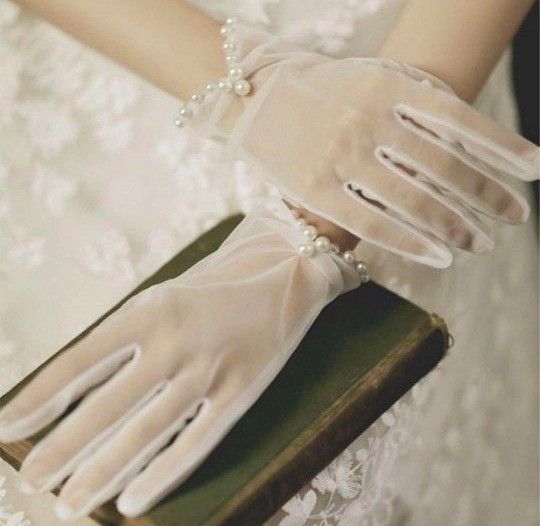 ウェディンググローブ ショート パール 結婚式
