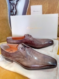  discount negotiation possible new goods regular price 17.7 ten thousand rare not yet sale in Japan sun to-ni approximately 26.5cm Santoni leather shoes leather shoes Brown pa tea n