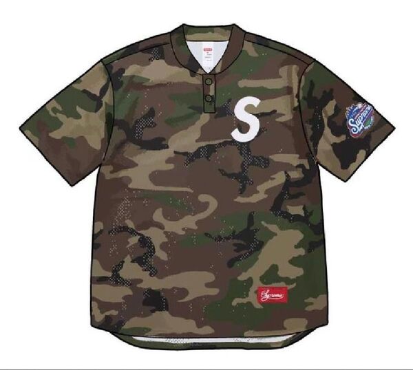 Supreme S Logo Baseball Henley "Woodland Camo" Lサイズ