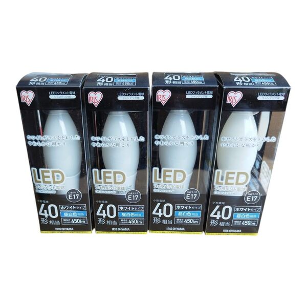 アイリスオーヤマ エコハイルクス LEDフィラメント電球 LDC3N-G-E17-FW (昼光色) 4個セット