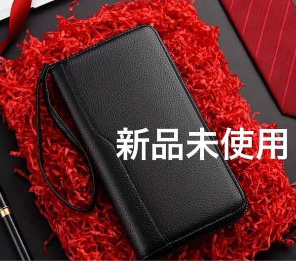 長財布 メンズ 財布 ブラック 無地 シンプル 大容量 PUレザー 新品 未使用 人気 プレゼント