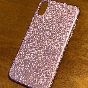 iPhone X XS カバー ケース ピンク モザイク柄