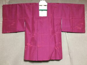 QM1890 和装 着物 絹素材 紫色 扇子 流水文様 道行コート