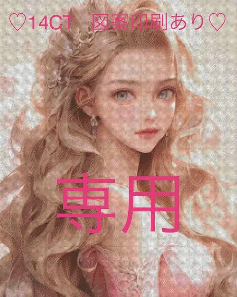 クロスステッチキット お姫様の横顔⑨(14CT、図案印刷あり)