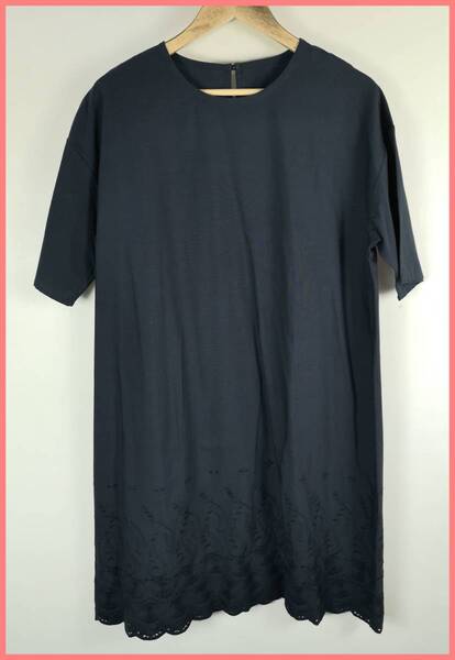 WH‐283‐3☆春夏☆新品☆送料込み☆即決☆ナチュラル系☆綿麻混☆M~Lサイズ☆ワンピース☆黒☆刺繍柄☆