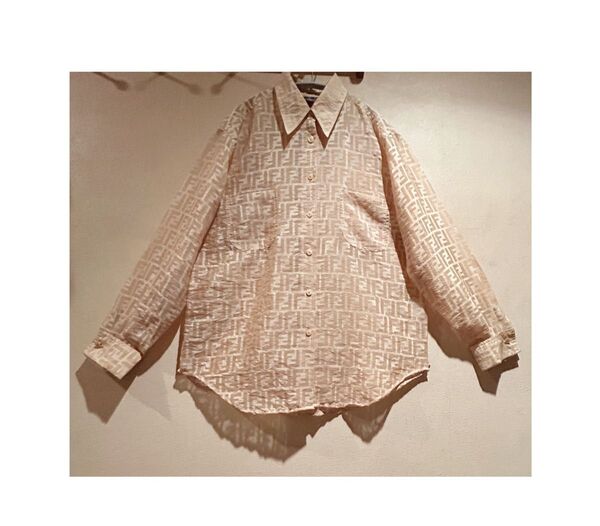 FENDI フェンディ シフォン シースルー ズッカ柄 ブラウス シャツ