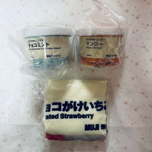 無印良品 無印 アイス ミニチュアふせん 不揃いいちご エコバック マンゴー チョコミント ストロベリーチョコがけいちご ふせん