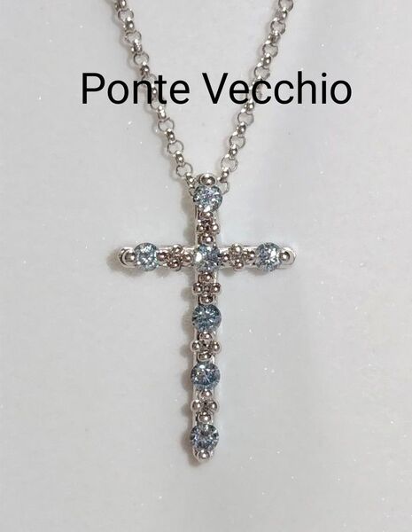 Ponte Vecchio ポンテヴェキオ K18 WG ダイヤモンド クロス ネックレス