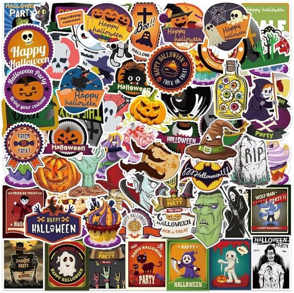 ステッカー ハロウィン ステッカー シール 100枚入り かぶりなし色々