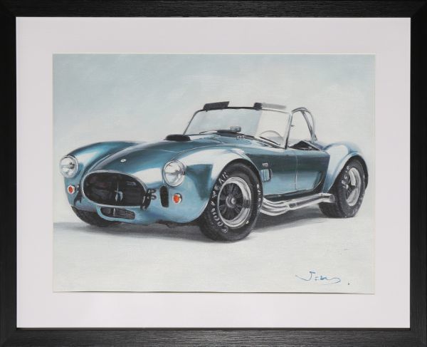 Ölgemälde Stillleben Gemälde 1965 Shelby Cobra 427 sc Wettbewerb von Jimy, handbemaltes Unikat ★ Acrylplatte inklusive ★ Shelby Cobra J7.19-B6, Malerei, Ölgemälde, Stilllebenmalerei