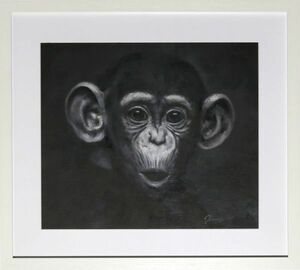 Art hand Auction Ölgemälde, Tiermalerei Überraschung! von Jenny.Y, Einzigartiges handbemaltes Objekt ★ Acrylplatte im Lieferumfang enthalten ★ Schimpansen-Stilvolles Interieur Monochrom J8.19-AB9, Malerei, Ölgemälde, Tierzeichnung