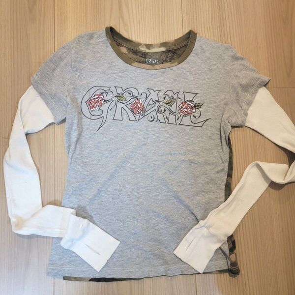 長袖Tシャツ 変形 カットソー 半袖 迷彩 GRAIL ロンT 激レア ヴィンテージ ロック
