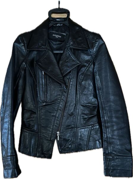 フランス製 本革 ライダースジャケット レザージャケット 黒