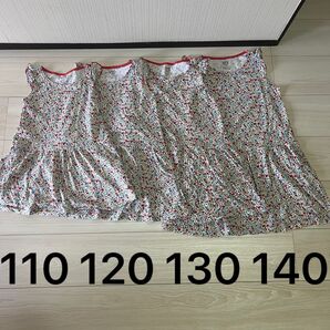 110、120、130、140ユニクロワンピース(半袖)お揃い4枚セット!
