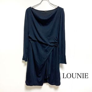 LOUNIE ルーニィ サイズ36 ボートネック ワンピース ネイビー