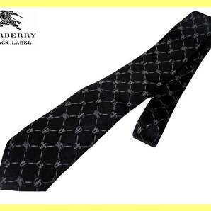 激レア 美品 バーバリーブラックレーベル BURBERRY BLACK LABEL シルクネクタイ フルモノグラム 日本製 ダークブラウン系 即決送料無料
