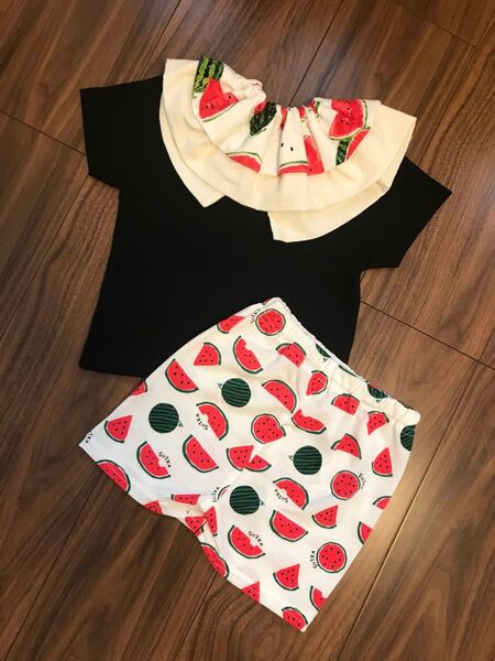 新品 スイカ セットアップ 80 3点セット Tシャツ パンツ スタイ