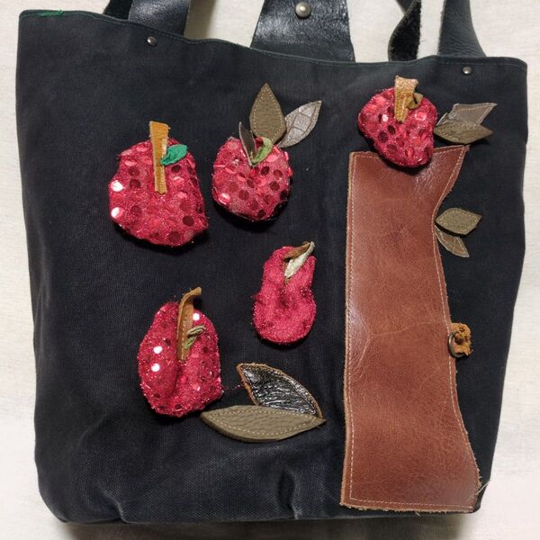 ハンドメイド 革×帆布トートバッグ