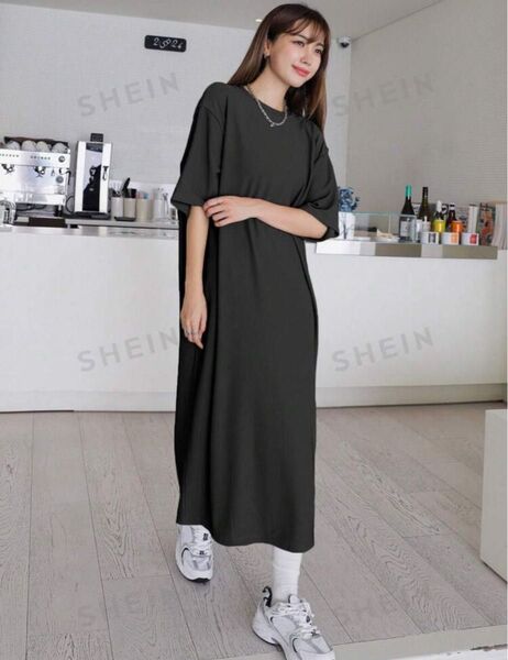 【美品】ドロップショルダー ワンピース ロングワンピース マキシワンピース