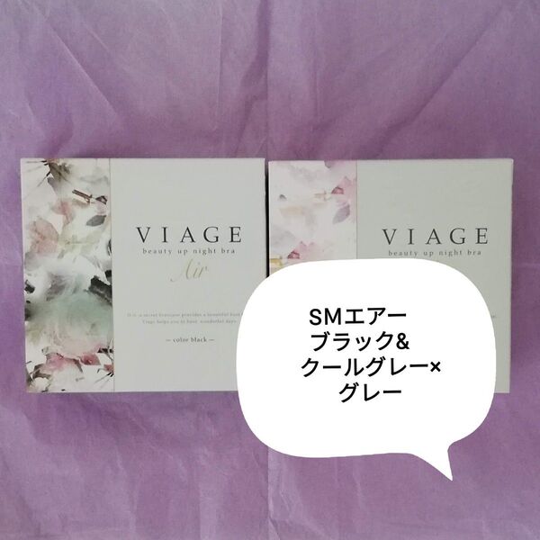 Viage ヴィアージュ ビューティーアップナイトブラ エアー SM ブラック&グレー×グレー メッシュ 夏用