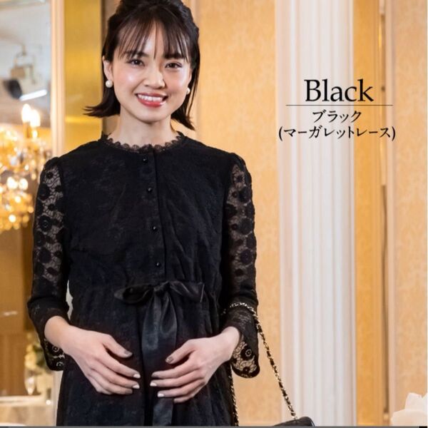 【値下げ】sweetmommy マタニティ ドレス 授乳 ブラック マーガレットレース L