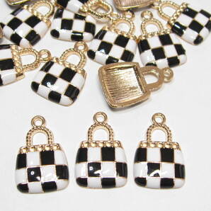 市松模様 チェック柄 格子柄 バッグ チャーム パーツ 20個!