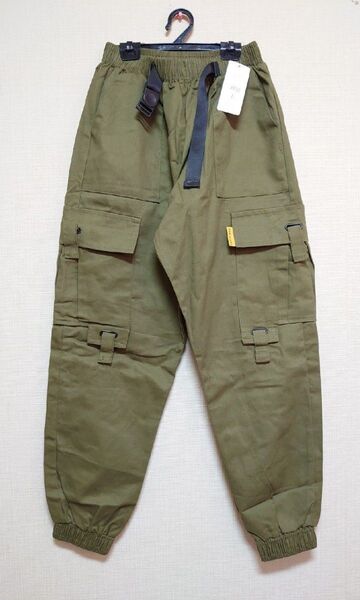 【新品】カーゴパンツ XL ワイドボトムス テーパードパンツ カーキ