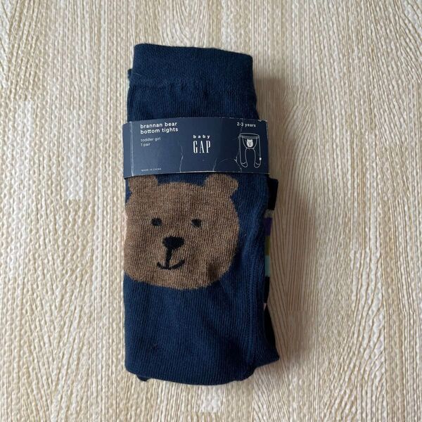 新品 baby GAP タイツ くまさんタイツ ベビー 女の子 ネイビー マルチカラー