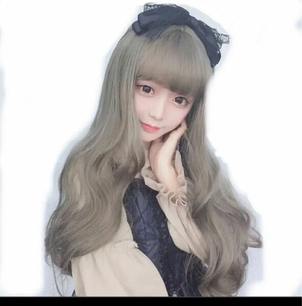 派手髪 ウィッグ ロング 混色 ハイトーンカラー グレー グリーン ピンク