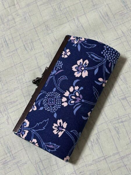 レトロ がま口財布 小 小銭入れ 藍色