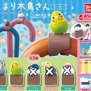 未使用 とまり木鳥さんマーカー カプセルトイ ガチャガチャ ハシビロコウ セキセイグリーン 2点セット