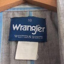 USA ビンテージ Wrangler ラングラー ストライプ ウェスタンシャツ メンズS相当 グレー×サックスブルー xpv_画像4