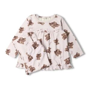 新品 春夏 パジャマ Kids Foret くま柄長袖パジャマ 長袖 女の子 120 ムージョンジョン