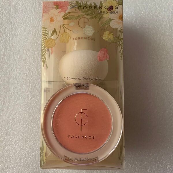 新品 未開封FORENCOS フォレンコス Fluor Blusher, フルーアブラッシャーパフ付き, 01 コーラルガーデン
