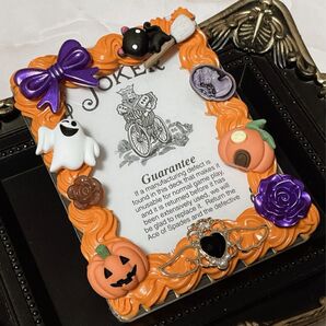B8 デコ硬質カードケース トレカデコ トレカケース ハロウィン オレンジ 黒猫