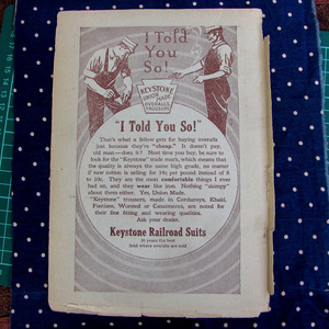 【雑誌広告】1911年 Keystone Overalls ビンテージ カバーオール デニム ワーク レア 古着 オーバーオール